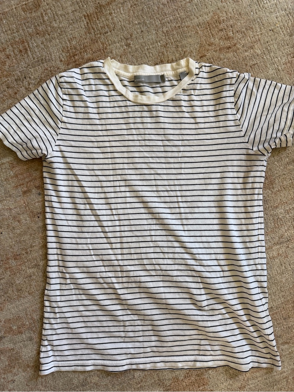Vince White Tee with Black Pinstripes